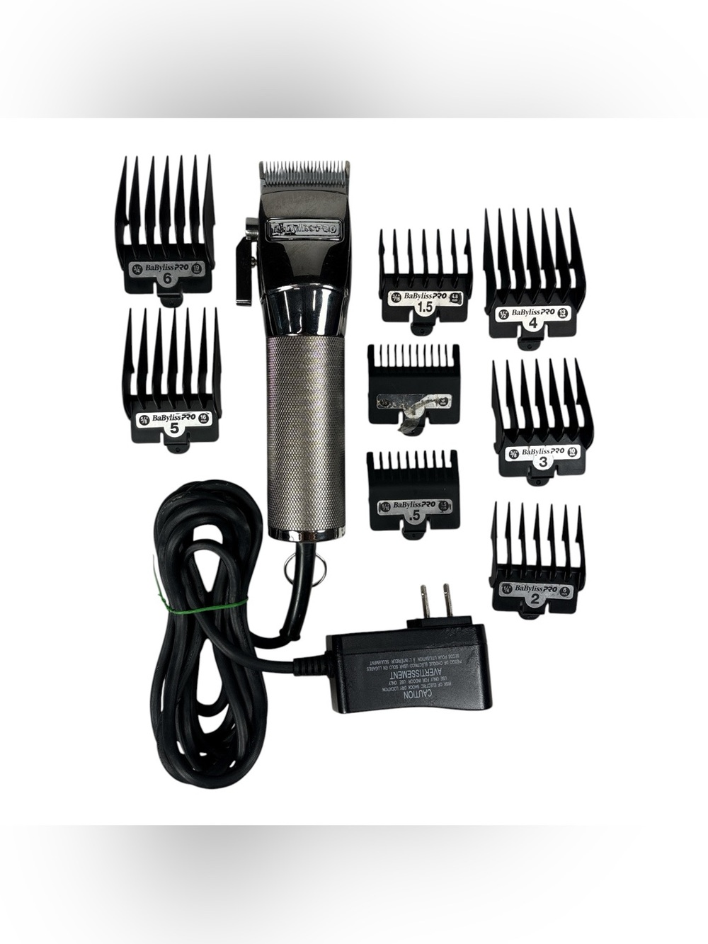 BaBylissPRO FX801R SilverFX Metal Corded Hair Clipper w/ 8-Piece Comb Set Barber